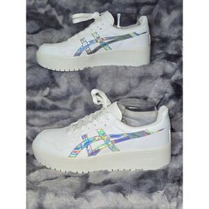 NWOT ASICS Japan S Platform Sneakers White Holographic Stripe Women's Sz 10.5‎